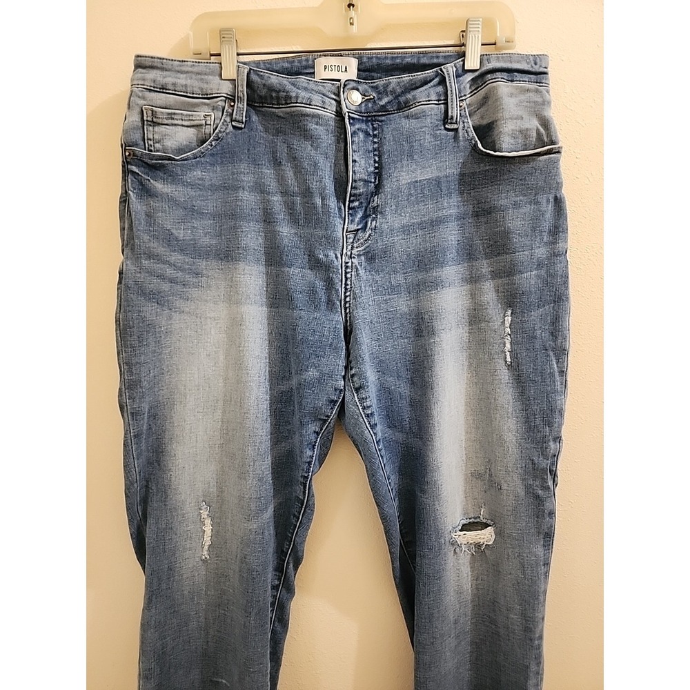 Pistola Distressed Denim Jeans Pants Skinny Stretch Frayed Hem Size 18W - Picture 2 of 16